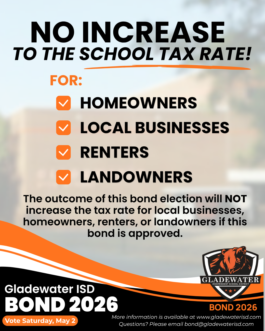 No increase to the school tax rate for the GISD bond 2026